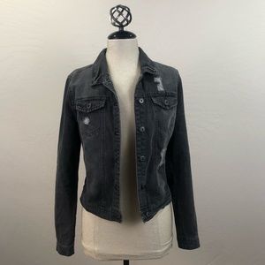 Highway Jeans Gray Distressed Denim Jacket Sz L